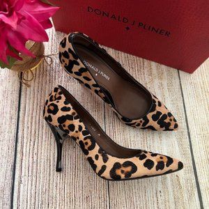 DONALD J PLINER leopard pony haircalf women's sandals heels 6M